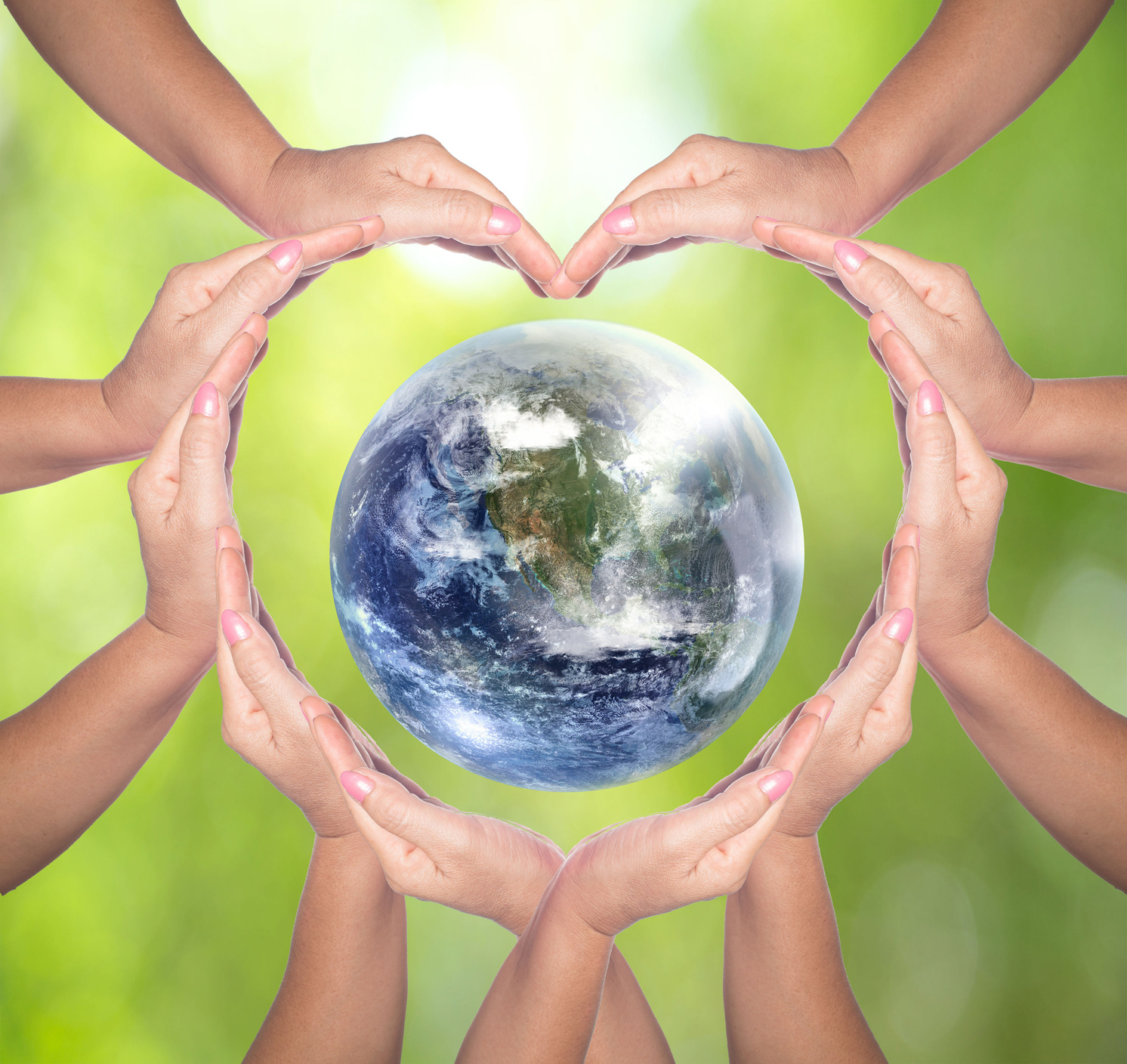 International Human Solidarity Day concept: Human hands in shape of heart. Unity, world peace, humanity concept.